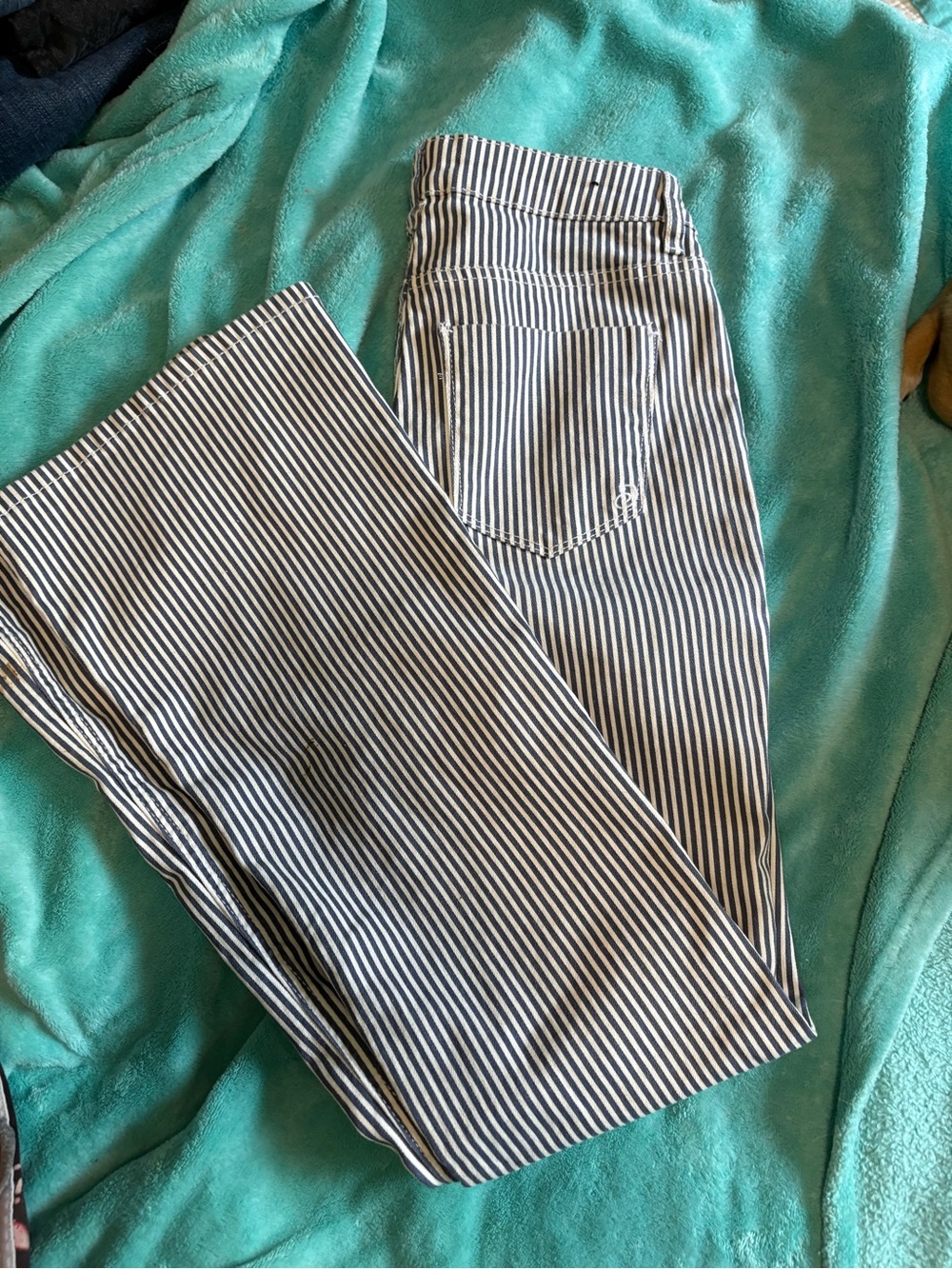Indigo Rein Black and White Striped Wide Leg Jeans
